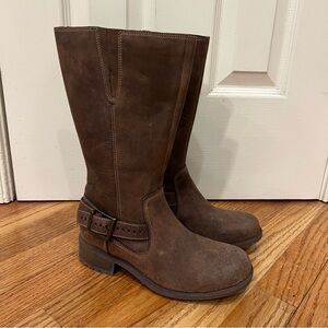 Ugg Langton Moto Boots Leather Brown Sherpa Lined Women’s 6 Water Resistant